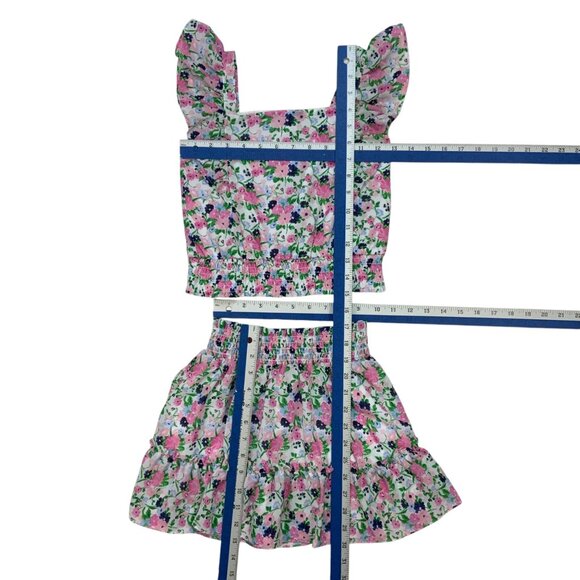 Janie And Jack 2 Piece Skirt Set 7 Years Floral Chiffon Ruffles Coastal Resort - Picture 5 of 11